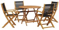 vidaXL 5-delige Tuinset Polypropeen en Massief Hout Zwart