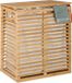 Merkloos Relaxdays Dubbele wasmand - Bamboe - Met 2 uitneembare wastassen - 44 liter per zak - Lichtbruin/Wit