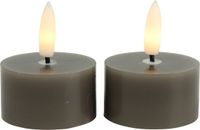 Countryfield LED theelichtjes/waxinelichtjes - 2 stuks - grijs