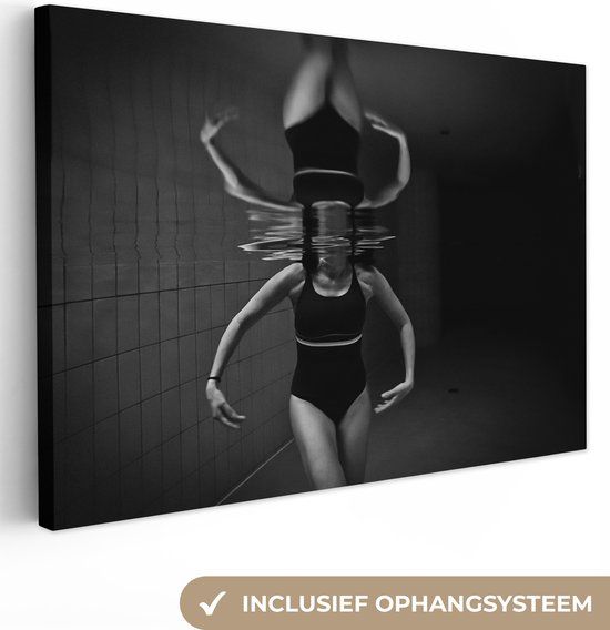 OneMillionCanvasses Canvasdoek - Foto op canvas - Vrouw - Ballerina - Zwart wit - 180x120 cm