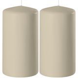 Enlightening Candles Bougie cylindrique - 2x - beige - D6 x H15 cm - 58 heures de combustion - Bougies épaisses - Pour chandelier ou plateau