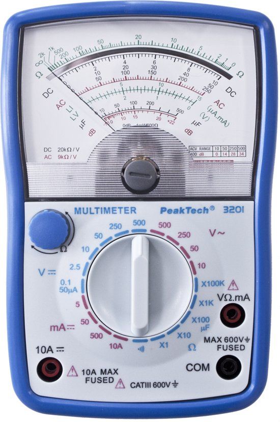 PeakTech 3201 Analoge multimeter - 500 V AC/DC, 10 A DC
