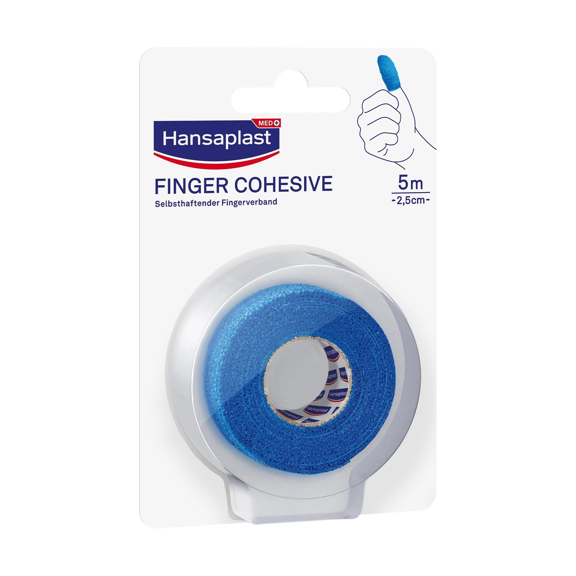 Hansaplast Finger Cohesive Zelfhechtende Vinger Bandage - 2.5cm x 5m - Blauw