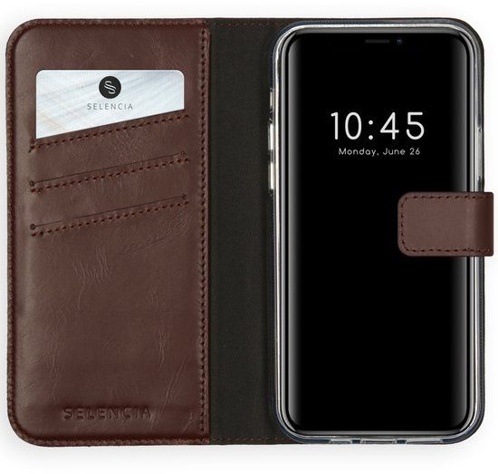 Selencia Echt Leren Bookcase - Geschikt voor Apple iPhone 12 Pro Max - Bruin