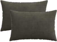 vidaXL Kussensloop - 2 stuks - HEERLEN - Antracietkleurig - 50 x 80 cm - corduroy