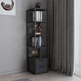 Hanah Home Moderne industriële boekenplank, 160 cm hoogte, zwart en antraciet, 100% melamine gecoat deeltjesbord, 18 mm dik, stevig metalen frame, stijlvolle opbergoplossing