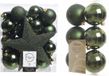 Decoris Shoppartners Bv 39x stuks kunststof kerstballen met ster piek donkergroen mix - Kerstversiering/kerstboomversiering