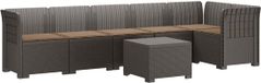 vidaXL 6-Zits Tuinbank met Kussens Rattan Look PP Lichtgrijs