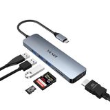 YLSCI Docking Station USB C HUB, 6-in-1 USB-C adapter, compatibel met MacBook Pro/Air, Surface Pro 8 en andere type C-laptops (HDMI, 3* USB 3.0, SD/TF 3.0)