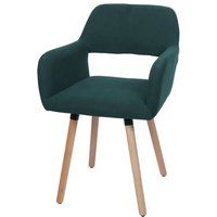 Mendler Eetkamerstoel HWC-A50 II - Gestoffeerde stoel - Hout en geribbelde stof - 400 g/m² - Groen