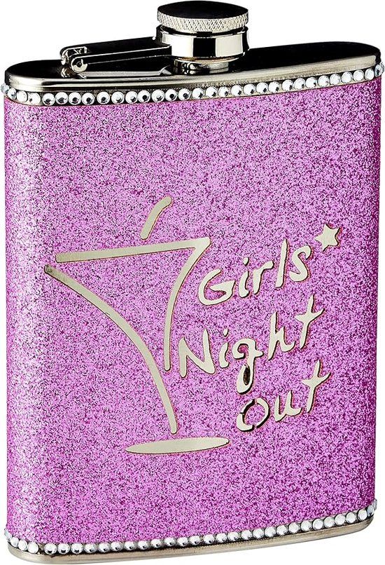 Premier Housewares Pink Girls Night Out Hip Flask - 8 oz - Stainless Steel - Silver - 0.24L - 5018705743752