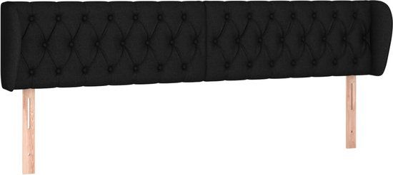 vidaXL Hoofdbord - Stof - Zwart - 203x23x78/88 cm