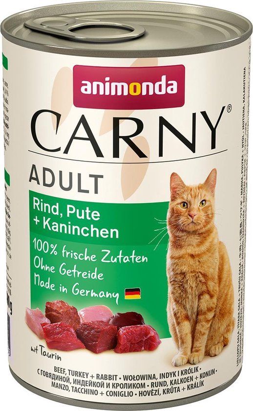 Animonda Carny Adult Rund, Kalkoen + Konijn Kattenvoer - 6 x 400g