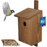 KOTARBAU® Nestkast voor Vogels, Hout, 29x17 cm, Bruin, Voederhuis, Vogelhuisje, Nestkastje, Vogelvoer 0.5 kg, Voor Mezen Staren Futterstelle