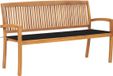 vidaXL Banc de jardin empilable avec coussin 159 cm teck massif