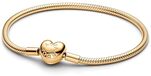 Pandora Moments Schlangen-Gliederarmband mit Herz-Verschluss aus Sterling Silber mit vergoldeter Metalllegierung, Kompatibel mit Pandora Moments, Größe:16, 563050C00-16