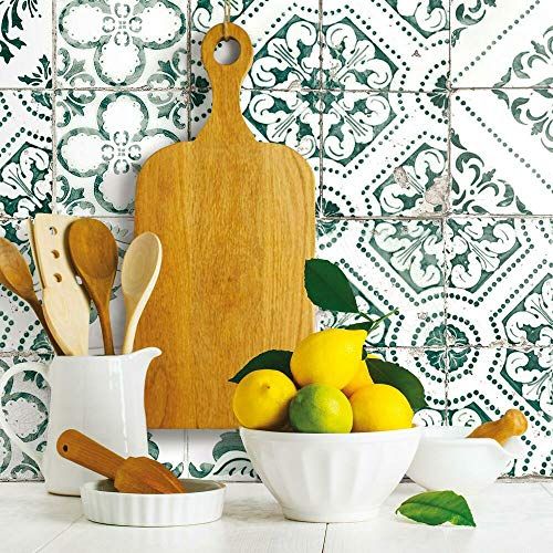 RoomMates Forest Green Mediterrane Tegel Peel and Stick Wallpaper