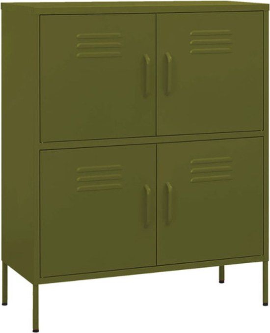 vidaXL Opbergkast 80x35x101,5 cm staal olijfgroen