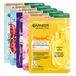 Garnier Lot de 5 masques en tissu pour le visage, hydratant, rafraîchissant, revitalisant, lissant, doux et éclatant