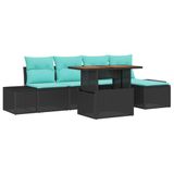 vidaXL Tuinbankset, 6-delig, zwart, polyrotan