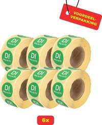 6X Daymark Afwasbare Etiketten Rol "Dinsdag weg op donderdag" - Voordeelverpakking!