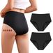 Carer Set van 2 incontinentieslips voor dames met hoog absorptievermogen, menstruatieondergoed voor dag en nacht bescherming, hoog getailleerde beschermende menstruatieslips, 50 ml tot 100 ml, zwart