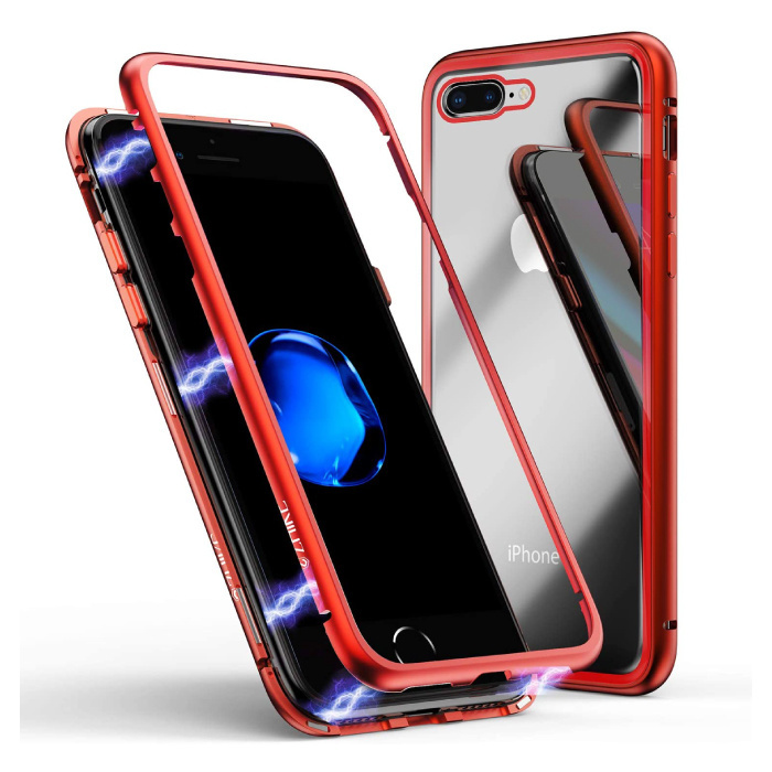 Stuff Certified iPhone SE 2020 Magnetisch 360° Hoesje met Tempered Glass - Full Body Cover Hoesje + Screenprotector Rood