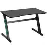 BAKAJI Bureau Gaming PC Computer met LED-verlichting RGB kleurverandering structuur metalen plaat hout textuur koolstofvezel met muismat inclusief 120 x 60 x 73 cm online spel