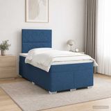 vidaXL Boxspringbed met matras en hoofdeinde, blauw, 120 x 190 cm, stof