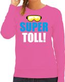 Bellatio Decorations Apres ski sweater/trui voor dames - super toll - roze - wintersport - skien L