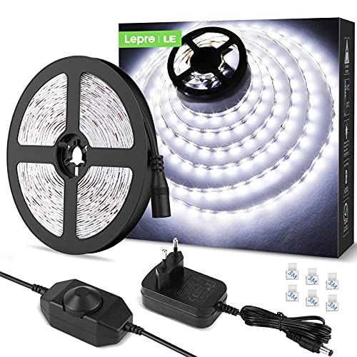 LE 5M Koud wit LED-strookset Dimbaar, 12V LED-stroken, zelfklevend, flexibel, IP20, incl. voeding en controller