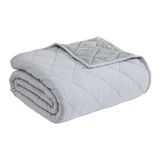 Eddie Bauer - Twin deken, zacht en gezellig beddengoed, gewatteerde woondecoratie (klassiek effen grijs, twin)