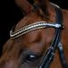 Imperial Riding IRH Maxima Hoofdband van leer met glazen strass-steentjes en stiftsluiting, bruin, pony