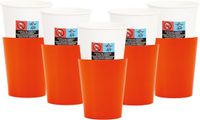 Givi Italia Feestbekers met hoesjes - 24x - oranje - papier - 250ml - kinderfeestje - kartonnen bekertjes