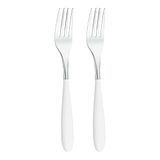 Rockingham Forge 2DF650W luxe bestekset: set van 2 dessertvorken van roestvrij staal - witte handgrepen van PBT kunststof, 18/10