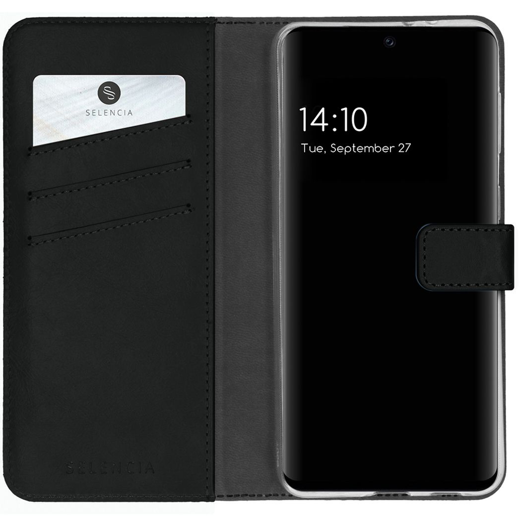 Selencia Echt Lederen Bookcase voor Samsung Galaxy A32 (4G) - Zwart