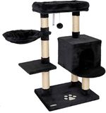 lionto Kattenkrabpaal, met grot, ligbed & sisalpalen, zwart
