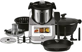 UFESA TotalChef RK7 multifunctionele smart keukenrobot, wifi, 30 functies, 4,5 l, 7-inch touchscreen, geïntegreerde weegschaal, interactief receptenboek, zilver/wit