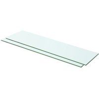 vidaXL 2x Panneaux d'Etagère Panneau de Rechange de Armoire Paroi à Lattes Salle d'Exposition Maison Magasin Durable Verre Transparent 60x12 cm
