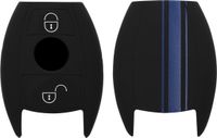 kwmobile autosleutel hoesje geschikt voor Mercedes Benz 2-knops autosleutel (alleen Keyless Go) - Autosleutel behuizing in blauw / zwart - Rallystrepen design