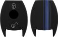 kwmobile coque de clé de voiture pour clé de voiture Mercedes Benz à 2 boutons (Keyless Go uniquement) - Boîtier de clé de voiture en bleu / noir - Design à rayures de course
