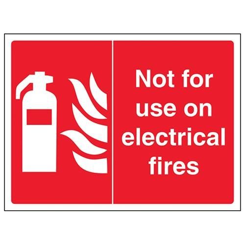 VSafety - Do Not Use On Electrical Fire Boards Sign - 200mm x 150mm - Rigid Plastic