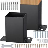 Vevor Set Van 2 Schroefhulzen 96 X 140 X 163 Mm Paalbasis Van Koolstofstaal met Spuitcoating