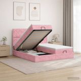 vidaXL Ottomaanse Bed met Matras en LED Roze 200 x 200 cm fluweel