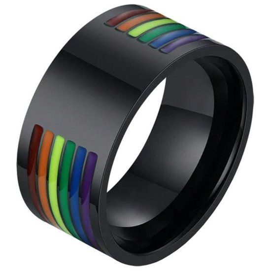 LGT JWLS Lookinggoodtoday Regenboog heren ring Edelstaal Zwart-18mm