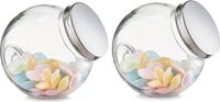 Zeller Set van 2x stuks glazen voorraadpotten/snoeppotten rond met deksel 2900 ml - 19 x 13,5 x 19 cm