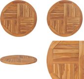 vidaXL Tafelblad Rond Massief Teakhout 80 cm