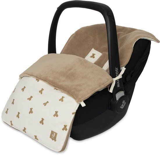 Jollein Voetenzak voor Autostoel & Kinderwagen - Mini Teddy Bear - Waffle