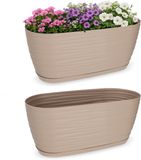 Merkloos KADAX Bloempot met onderzetter 27 cm - Beige