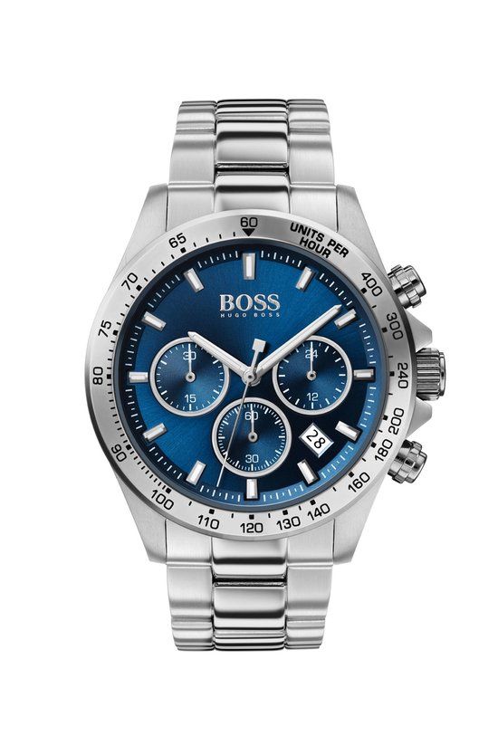 Hugo Boss BOSS HERO Heren Horloge HB1513755 - Chronograaf - Blauw/Zilverkleurig - Ø 43 mm